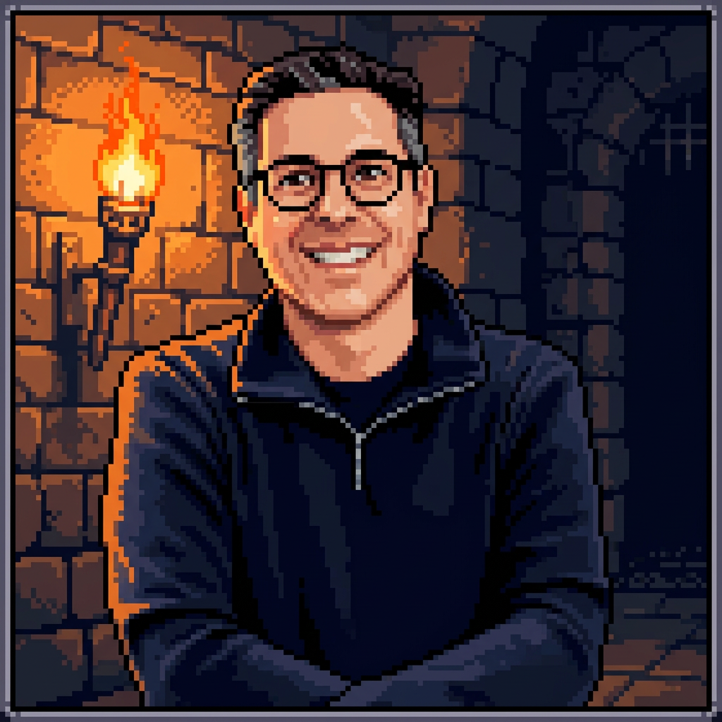 Pixel-art portrait of Benoît, creator of The Castle
